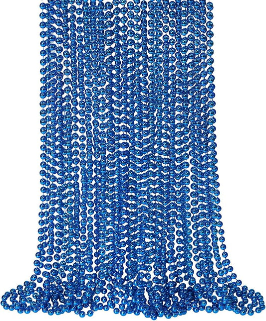 SHAOQINLIN 24 PCS Blue Mardi Gras Beads, 33'' Blue Bead Necklace, Christmas Necklaces, 4th of July Necklaces, Party Beads for Patriotic Day, Mardi Gras, Christmas, Carnival Party Favors