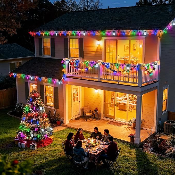 Joomer Christmas String Lights, 65FT 100 LED C9 Color Changing RGB Xmas Tree Lights Connectable Remote Control Outdoor Waterproof for Christmas Decor