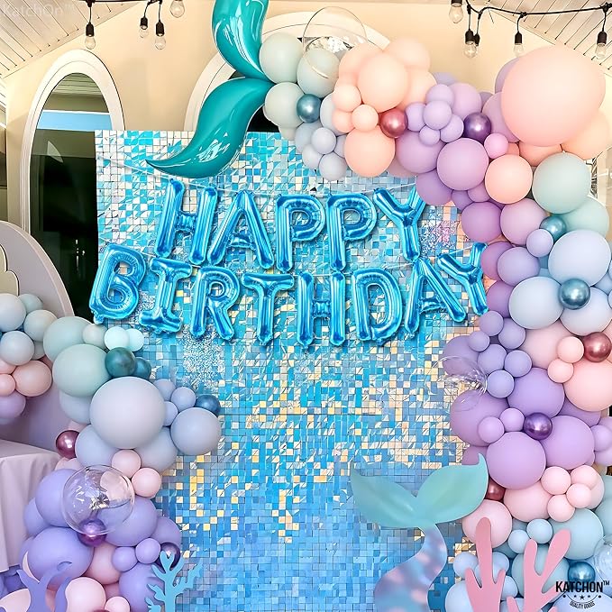 KatchOn, Blue Happy Birthday Balloons - 16 Inch | Blue Happy Birthday Decoration Banner for Birthday Party Decorations | happy birthday Foil Balloons for blue birthday decorations
