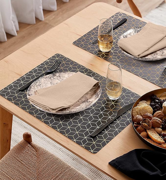 Palisa Cloth Dinner Napkins with Hemstitched Detailing & Mitered Corners Set of 4 (18x18 Inches) Beige - Cotton Reusable Dinner Napkins - Perfect for Weddings & Everyday Use