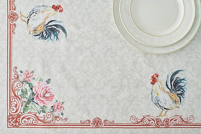 Maison d' Hermine Table Cloth Rectangle Table 100% Cotton 54 x 72 Inches Tablecloth Reusable Decorative Everyday Use for Dining Room, Farmhouse, Home, Party, Festive & Wedding Spring Summer - Campagne