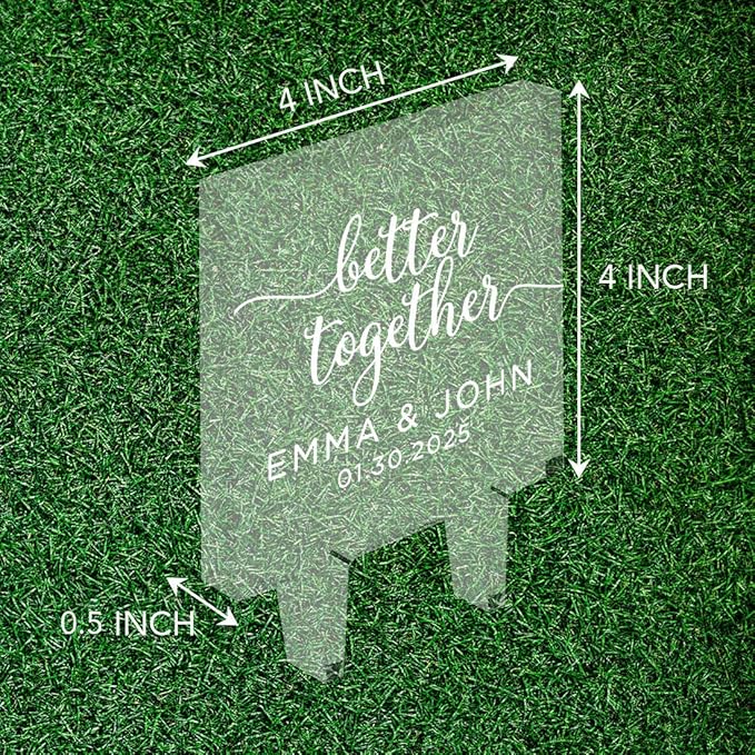 Andaz Press Better Together Modern Custom Wedding Cake Topper, Acrylic Square Personalized Couple Cake Topper