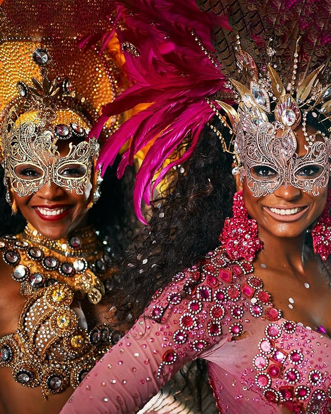 JOVITEC 6 Pieces Masquerade Mask for Women Halloween Lace Multicolored Venetian Mask for Carnival Mardi Gras Evening Prom