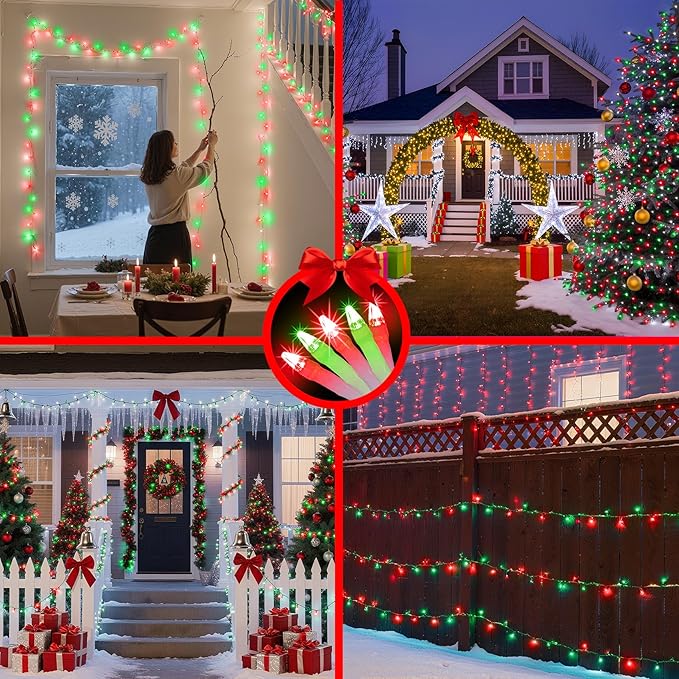 1500 LED 470FT Christmas String Lights Outdoor, 12 Pro Modes and Timer Memory & Brightness, Plug in Waterproof Clear Wire Twinkle Light for for Xmas Yard Tree Wedding Party Decor (Red & Green)