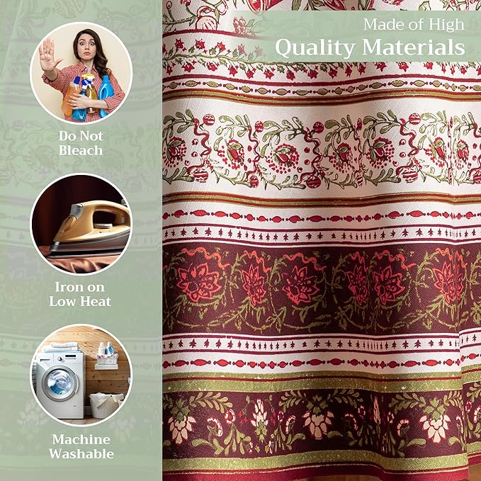 Maison d' Hermine Table Cloth Round Table 100% Cotton 63 Inches Fall Tablecloth Reusable Everyday Use for Thanksgiving Christmas Decorations Dining Farmhouse Party (Reveillon Au Jardin)
