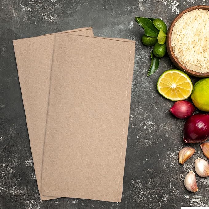 Dinner Cloth Napkins Set of 12, Premium Soft Cotton 18x18 Inches, Highly Absorbent, Hotel Quality Reusable & Washable Dinner Napkins with Mitered Corner Napkins for Home & Weddings - Taupe