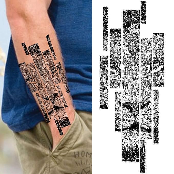 10 Sheets Realistic Tiger Temporary Tattoos Animals For Men Body Armband Soldier Fake Tatoo Stickers For Women Scorpion Wolf Deer Elk Eagle Bear Dot Adults Forearm Tattoos Girls Kids Teens.