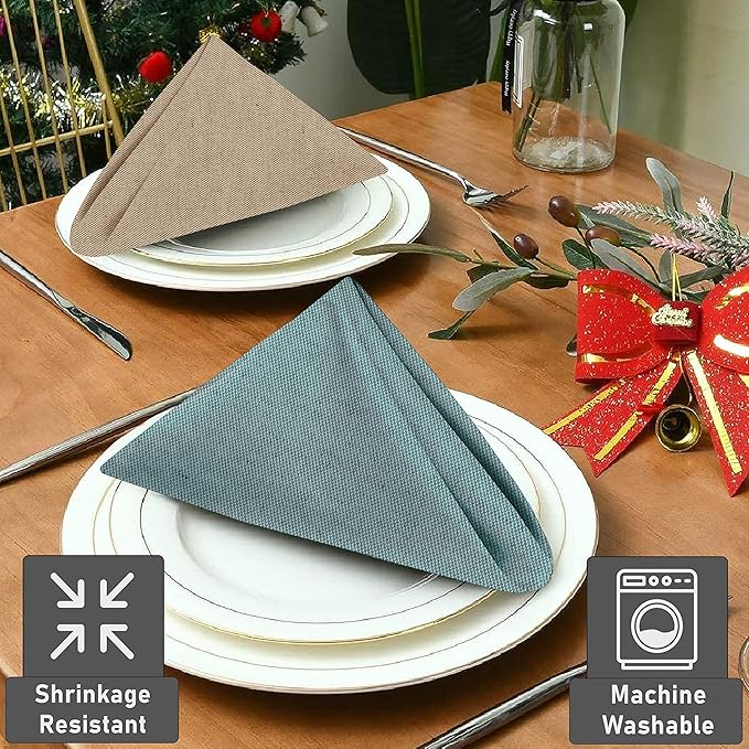 Ruvanti Cloth Napkins Set of 12, 18x18 Reusable Napkins Cloth Washable, Soft & Durable Table Napkin, Poly Cotton Fabric Dinner Napkins for Parties, Christmas, Thanksgiving, Weddings - Multicolor