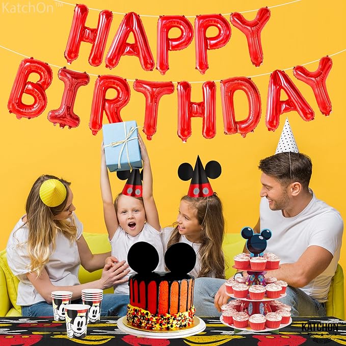 KatchOn, Red Happy Birthday Balloon Banner - 16 Inch | Red Mylar Foil Balloon For Happy Birthday Decorations | Birthday Sign Banner For Birthday Party Decorations