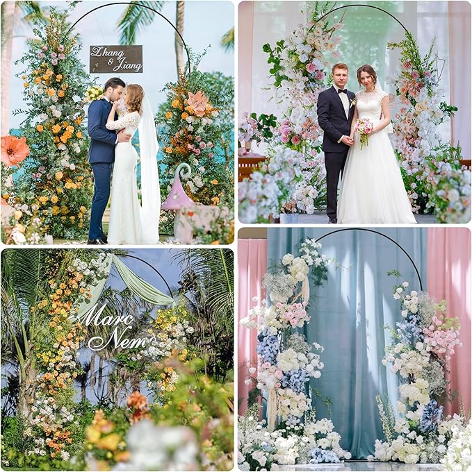 Wokceer Wedding Arch Backdrop Stand 8 FT Metal Backdrop Arch Stand for Wedding Ceremony Birthday Party Bridal Shower Floral Balloon Arch Decoration