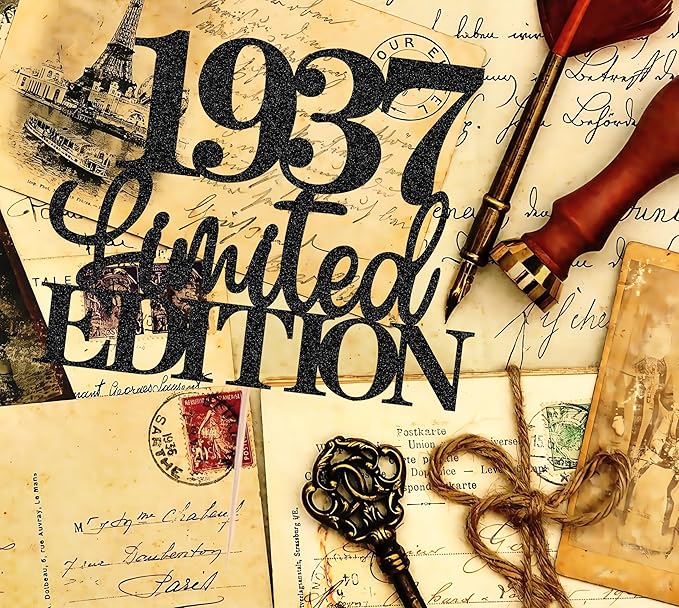 Limited EDITION 1937 Cake Topper - Black Glitter Happy 88th Birthday Party Cake Decoration Supplies, Cheer to 88 Years Cake Bunting Decor for 88th Birthday Party Photo Booth Props