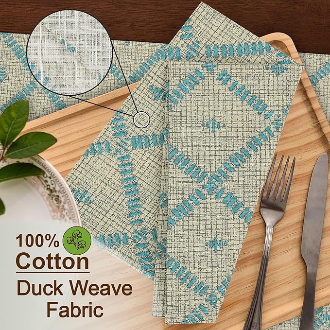 RUVANTI Cloth Napkins Set of 6 Cotton 100%, 18x18 Inches Napkins Cloth Washable, Soft, Absorbent. Cotton Napkins for Parties, Christmas, Thanksgiving, Weddings, Dinner Napkins Cloth - Linear