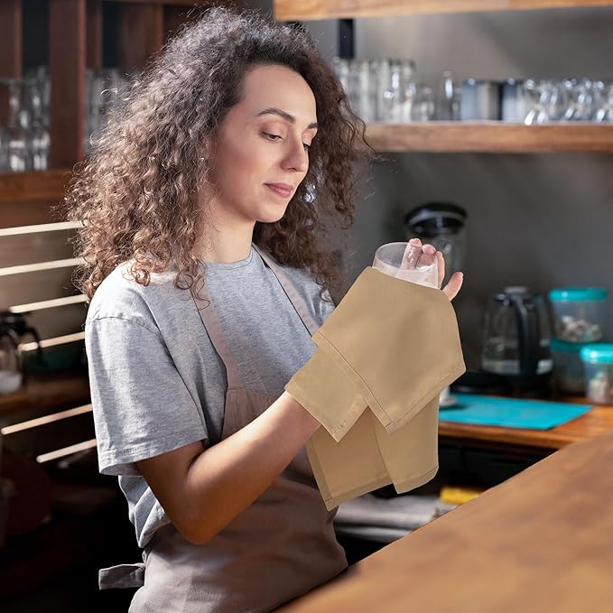 Utopia Home [24 Pack, Beige] Cloth Napkins 20x20 Inches, 100% Polyester Hemmed Edges, Washable and Reusable Ideal for Parties, Weddings and Dinners