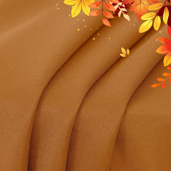 sancua 6 Pack Round Tablecloth 90 Inch Light Brown, Stain and Wrinkle Resistant Fall Table Cloth - Washable Polyester Decorative Fabric Table Cover for Dining, Thanksgiving Parties and Camping, Bronze