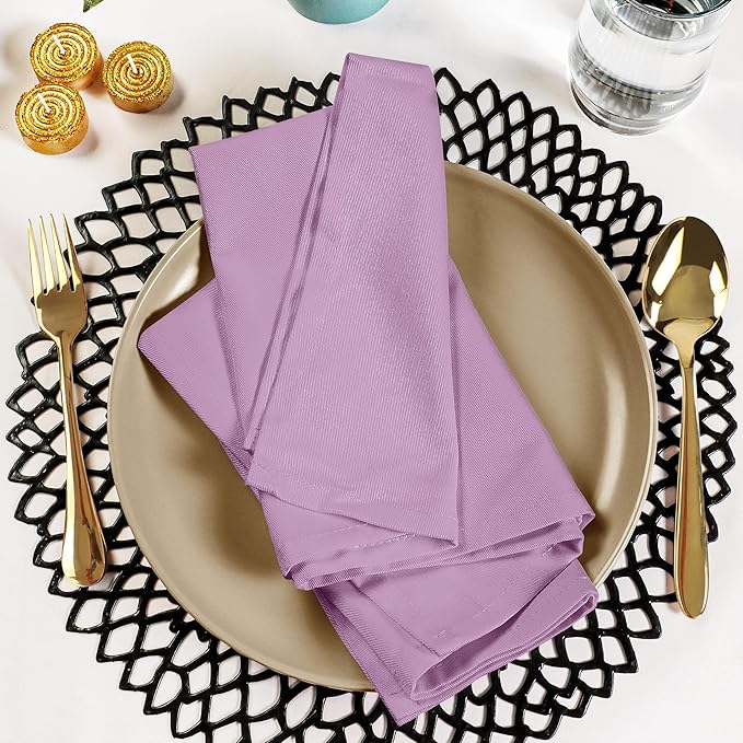 Utopia Kitchen Lavender Cloth Napkins [12 Pack, 18x18 Inch] Absorbent Cotton Blend Washable and Reusable for Dinner, Restaurant, Lunch, Wedding and Hotel