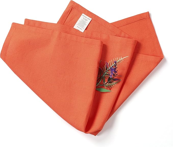 Cloth Napkins Set of 12 Cotton Linen 18x18 Inch - Soft Durable Washable - Ideal for Farmhouse Party Spring Summer Easter - Perfect Everyday Use Table Linen Pack of 12 Orange