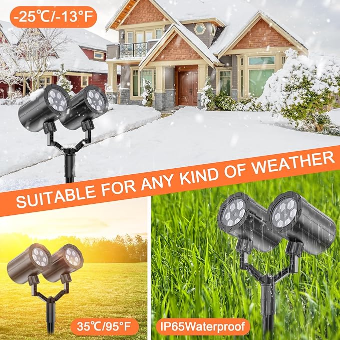 Christmas Projector Lights Outdoor, GUSODOR Upgraded IP65 Waterproof Dynamic Double Head Snowflake Projector, Projection Lights for Indoor Outdoor Christmas Decorations, Holiday, Yard Decor-Large