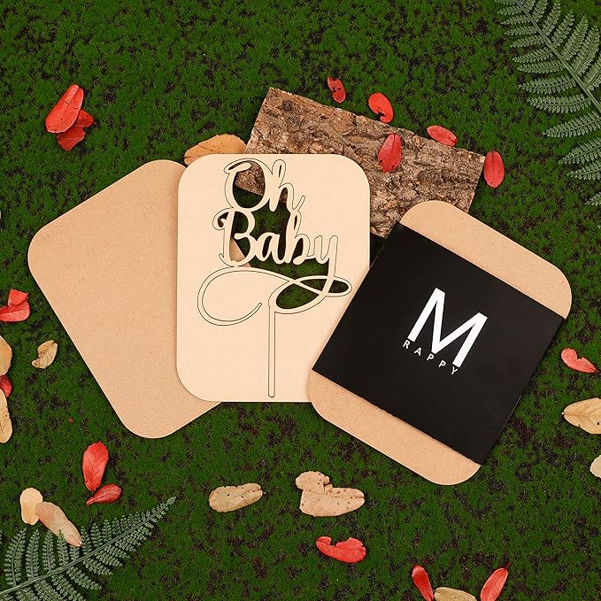 Oh Baby Cake Topper - Wooden Baby Shower Cake Decorations - Smash Gender Reveal Cake Topper for Photo Booth Props (Wood Color)