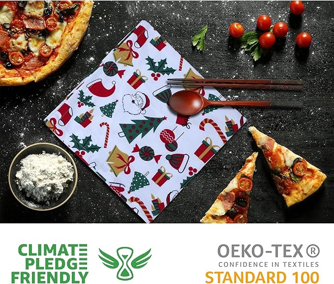 Urban Villa Christmas Dinner Napkins Christmas Print Cloth Napkins Set of 12 Premium Quality Dinner Napkins Cotton Oversized 20X20 in Cloth Napkins with Mitered Corners Ultra Soft Quality Napkins