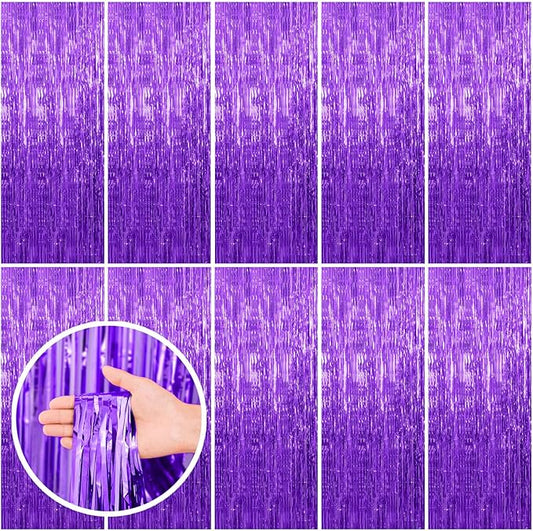 10 Pack Purple Backdrop Tinsel Streamers Foil Fringe Backdrop Halloween Party Decorations Purple Backdrop Curtain Birthday Graduation Bachelorette Christmas New Year Party Decorations