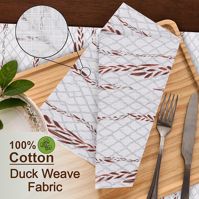 RUVANTI Cloth Napkins Set of 12 Cotton 100%, 18x18 Inches Napkins Cloth Washable, Soft, Absorbent. Cotton Napkins for Parties, Christmas, Thanksgiving, Weddings, Dinner Napkins Cloth - Wheatable