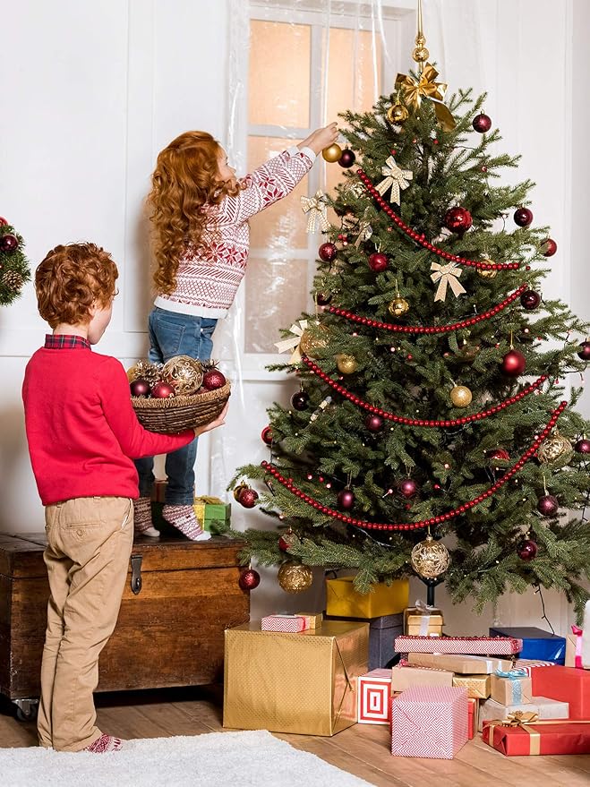 16 Feet Christmas Wood Bead Garland Wooden Bead Garland for Christmas Tree Holiday Decoration