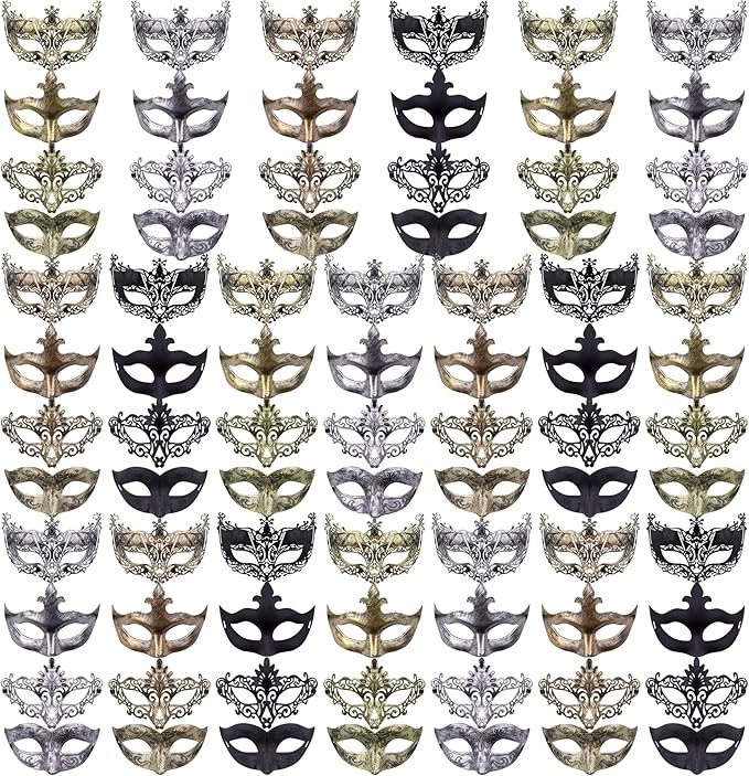 FEQO 80 Pieces Masquerade Masks Vintage Antique Venetian Masks for Men Women