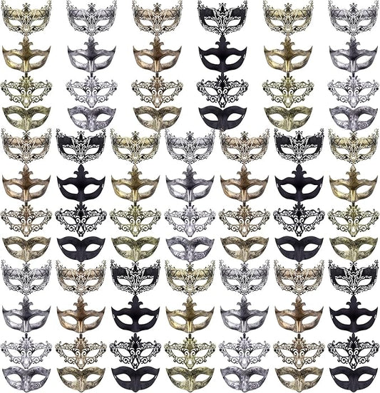 FEQO 80 Pieces Masquerade Masks Vintage Antique Venetian Masks for Men Women