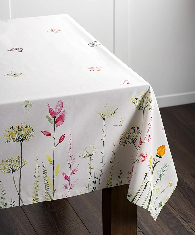 Maison d' Hermine Table Cloth Square Table 100% Cotton 54 x 54 Inches Tablecloth Reusable Decorative for Dining Room, Farmhouse, Home, Party, Festive & Wedding Spring Summer - Botanical Fresh