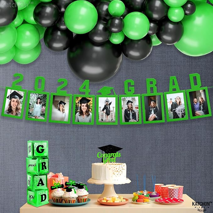 KatchOn, Green Graduation Photo Banner 2025 - Large, 10 Feet, 2025 Grad banner | Grad party decorations 2025 | Felt Picture banner for Graduation Decorations 2025