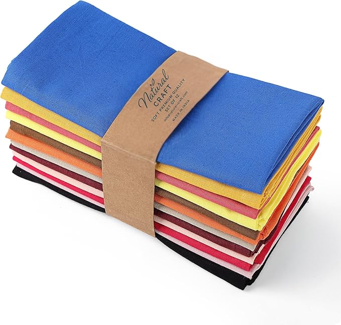 Multicolor Cloth Napkins - Set of 12 Cotton Everyday Lunch Dinner Napkin -Easter Spring Summer Fall Holiday Birthday Party Gift - Soft Washable Absorbent Reusable Napkin - 18 x18 Assoterd mullti Pack