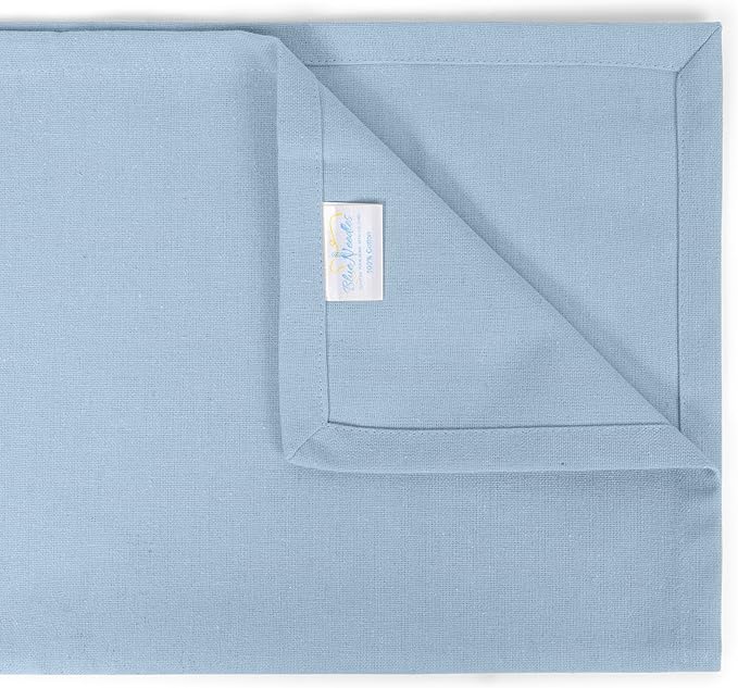 Blue Needles Solid Cloth Napkins Set of 12 Ice Blue 100% Cotton Dinner Napkins 18x18 inches - Soft, Reusable, Absorbent & Washable Fall Thanksgiving Linen, Ideal for Events, Parties & Everyday Use