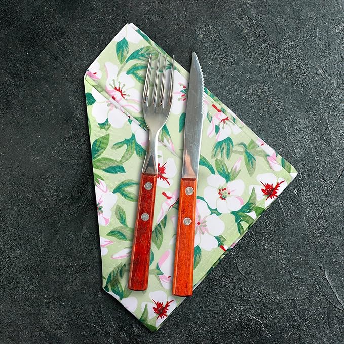 Urban Villa Dinner Napkins Lilly Print Cloth Napkins Set of 12 Premium Quality Dinner Napkins Cotton Oversized 20X20 Inches Cloth Napkins with Mitered Corner Ultra SoftDinner Napkins