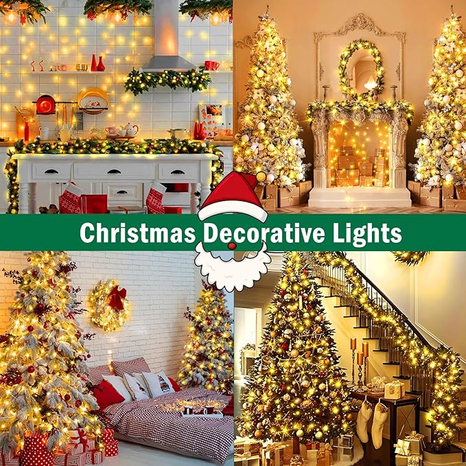 SAUIRS 197FT 500 LED Christmas Lights Outdoor String Lights with 8 Modes Timer Waterproof Fairy Light Plug in for Outside Indoor Party Xmas Palm Tree Yard Wedding Decorations(Warm White)