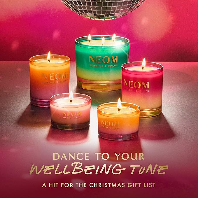 NEOM Sparkling Joy Scented Candle, 3 Wick, 185g I Ginger, Lime and Vetiver I 100% Naturally Derived Wax I 100% Natural Fragrances I Invigorating