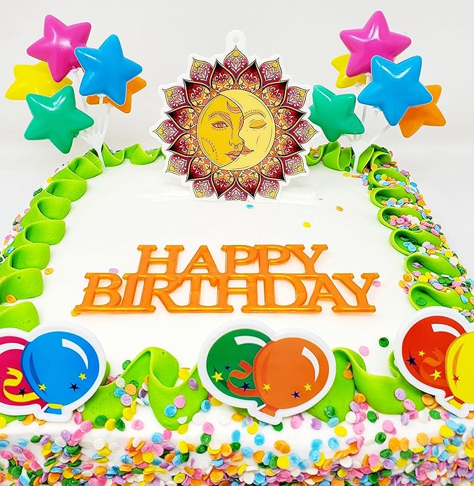 Mandala Sun & Moon Themed Birthday Cake Topper Set