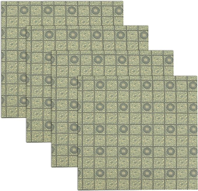 RUVANTI Cloth Napkins Set of 12 Cotton 100%, 18x18 Inches Napkins Cloth Washable, Soft, Absorbent. Cotton Napkins for Parties, Christmas, Thanksgiving, Weddings, Dinner Napkins Cloth - Floral Tiles