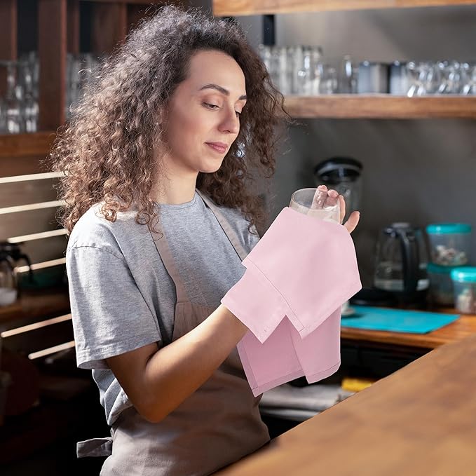 Utopia Home [24 Pack, Pink] Cloth Napkins 17x17 Inches, 100% Polyester Hemmed Edges, Washable and Reusable Ideal for Parties, Weddings and Dinners