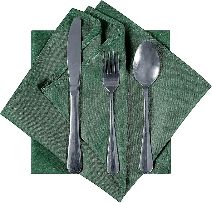 Cloth Napkins 20x20 inch Washable Polyester Dinner Napkins Soft Table Napkins for Wedding Party Dining Banquet(Hunter,12PCS)