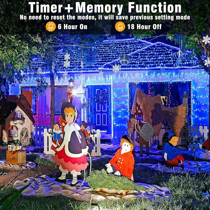 Vivideal Blue Christmas Lights Outdoor, 262FT 800 LED Blue String Lights for Outside with 8 Modes Timer Memory for Patio Xmas Tree Decorations