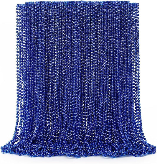 72PCS Christmas Bead Necklace, Blue Bead Necklaces Stuff, 33" Mardi Gras Beads Necklace Costume, Festival Parade Throw Accessories for Wedding Birthday Party Events Supplies Decorations