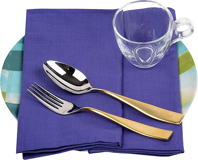 Urban Villa Dinner Napkins Solid Slub Set of 6 MUL Color Dinner Napkins Size 20X20 in Cloth Napkins Cotton Cloth Napkins Premium Quality Mitered Corner Ultra Soft DinnerNapkins
