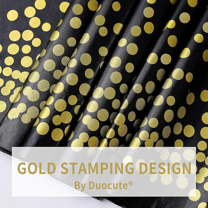 108"x54" 4 Packs Black and Gold Disposable Party Tablecloth for Rectangle Table, Gold Stamping Dot Confetti Rectangular Plastic Table Cover, for Graduation, Birthday, New Year Eve 2025