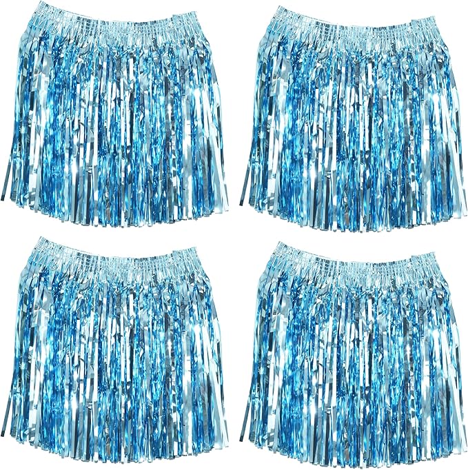 GREATRIL Foil Fringe Skirts Skirts for Birthdays Cheeleading Dance Performances - 4 Packs