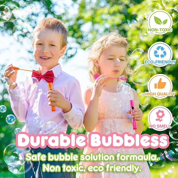 24PCS Bigfoot DIY Bubble Wands with 96PCS Stickers - Party Favor for Goodie Bags, Pinata Stuffers, Mini Bubble Bulk Birthday Supplies, Toys Gifts, Class Prizes for Toddlers, Boys & Girls