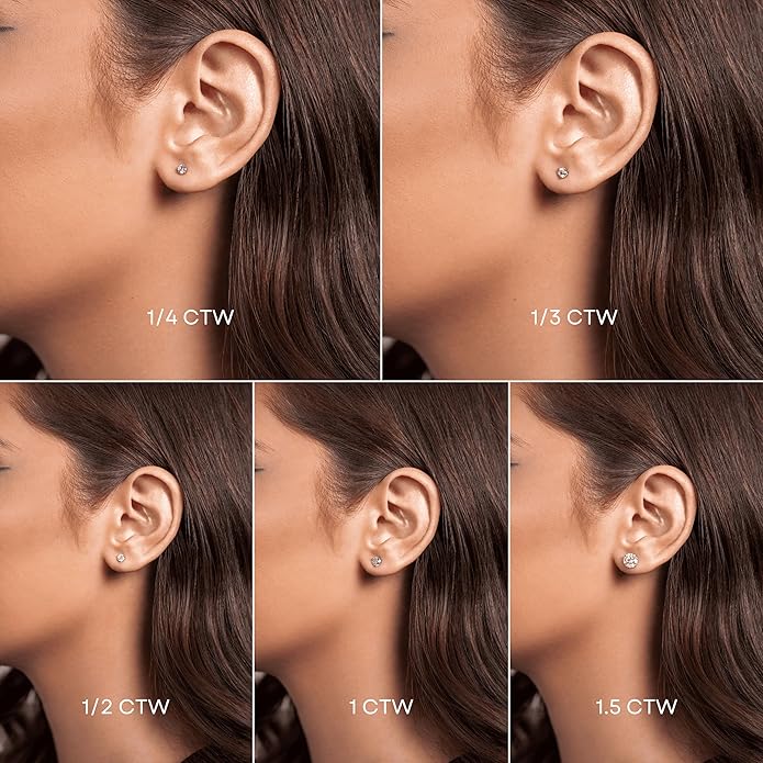 1/4 to 2 Carat Natural or Lab Grown Diamond Round Stud Earrings for Women in 14k White Gold (D-E to L-M, VVS1-VVS2 to SI2-I1, cttw) 3-Prong Martini Screw Back by Privosa Fine Jewelry