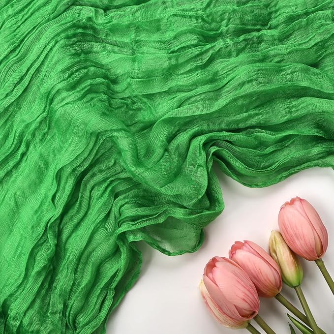 6 Pack Green Cheesecloth Table Runner 10FT Boho Cheese Cloths Gauze Fabric Table Runners 120 Inch Rustic for Christmas Wedding Birthday Party Baby Shower Centerpiece Home Decorations