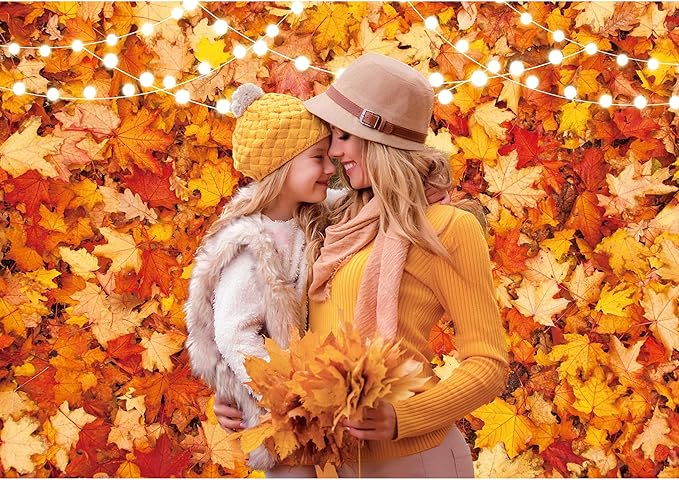 7x5FT Fall Autumn Photo Backdrop for Photography Maple Leaf Pumpkin Thanksgiving Day Harvest Background Fall Forest Party Decorations