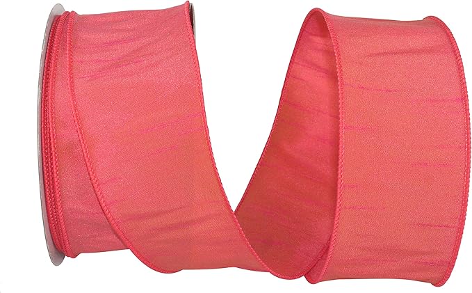 Reliant Ribbon 92975W-907-40H Dupioni Supreme Wired Edge Ribbon, 2-1/2 inch X 20 Yards, Coral