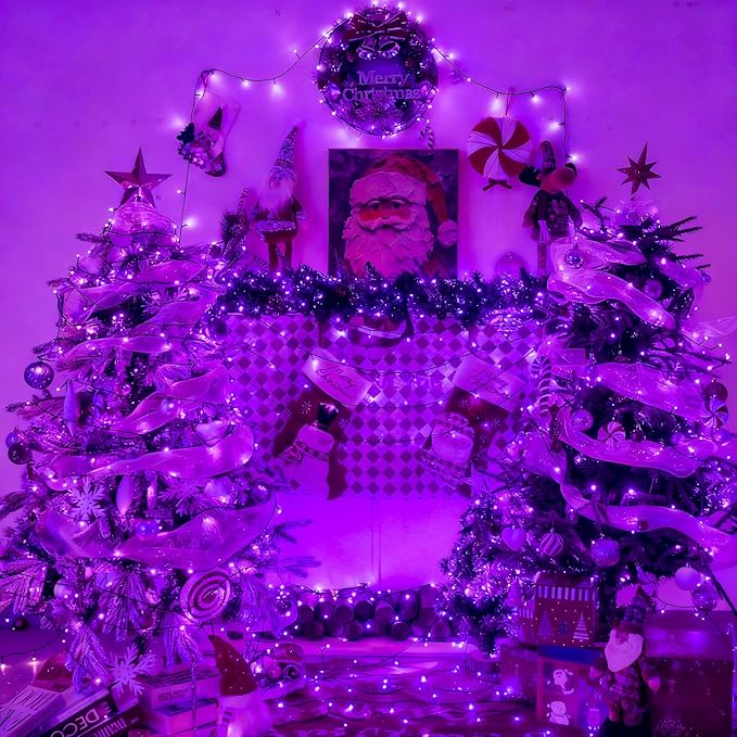 YEGUO 165ft 500 LED Christmas Lights Outdoor Waterproof, Purple String Lights Plug in, Twinkle Christmas Tree Lights Indoor with Timer Memory 8 Modes